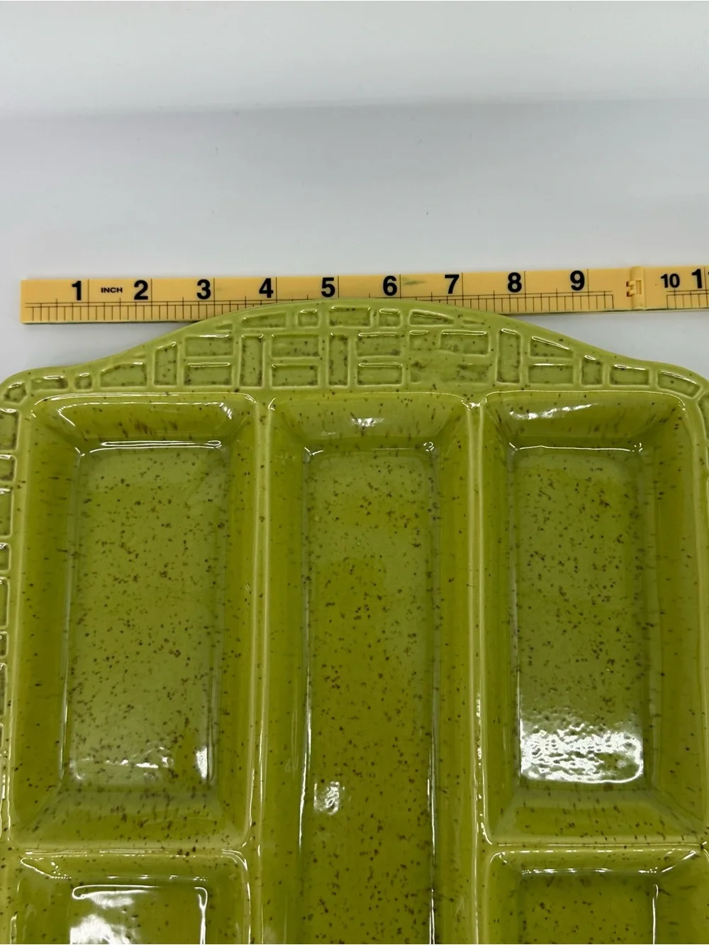 Made in California Green Ceramic Sectioned Serving Tray